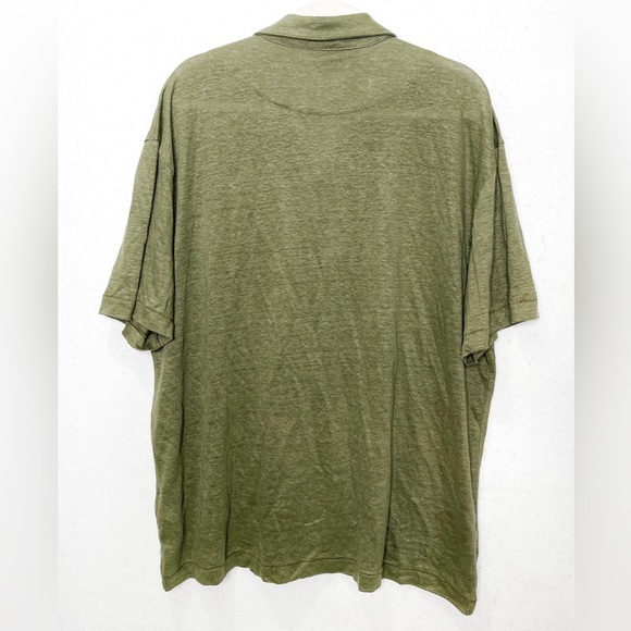 Banana Republic Men's 100% Linen Olive Green Short Sleeve Button Front Shirt XL - Picture 3 of 7